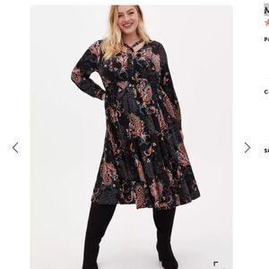 Torrid | Black Paisley Long Sleeve Midi Dress Size 5X/28